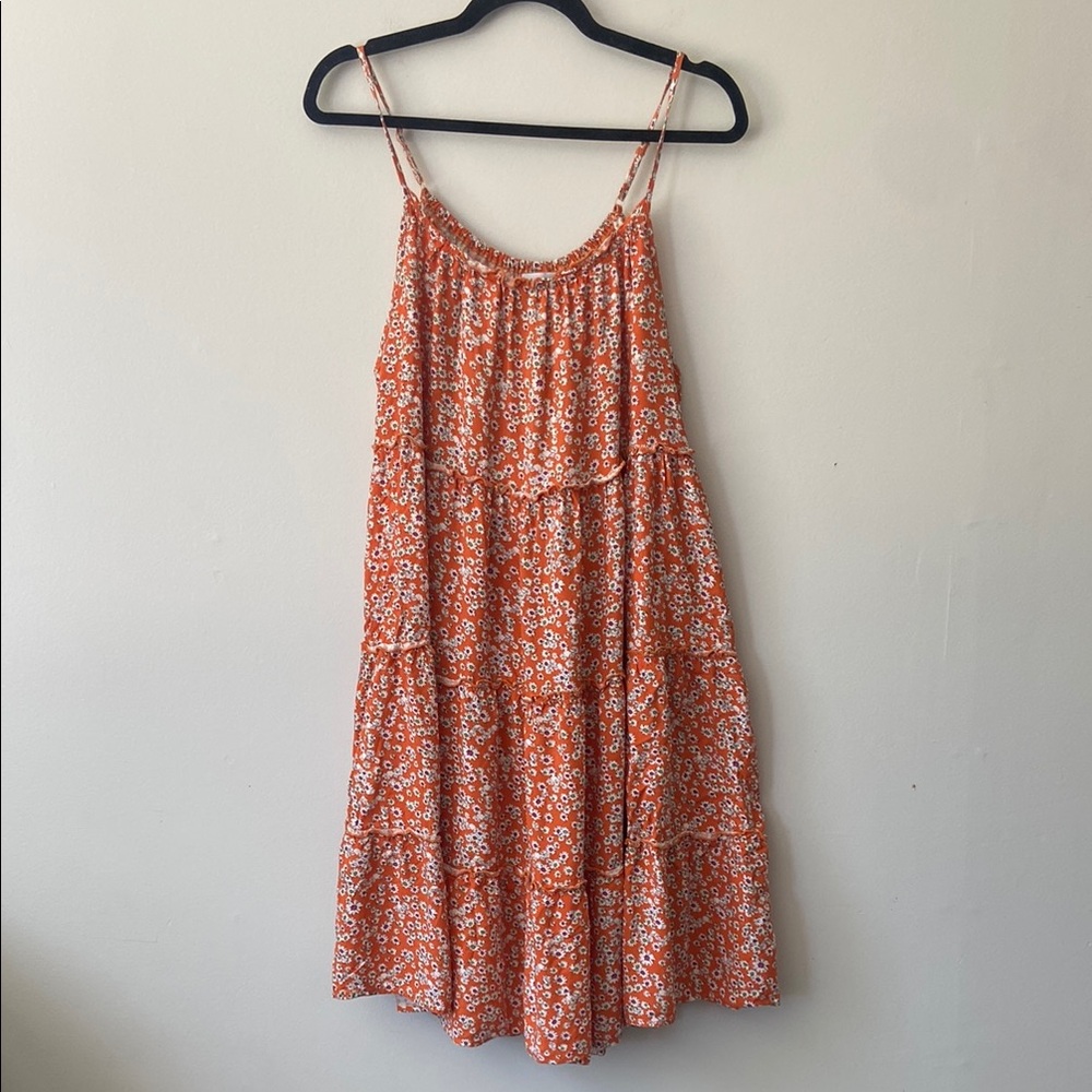 Midi Floral Orange Sundress - Size Large